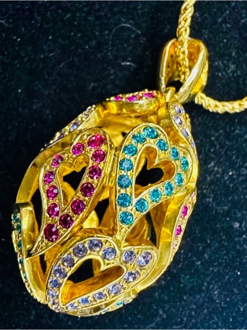 Joan Rivers Gold-Tone Jeweled Egg Pendant Necklace with Multicolor Accents! ❤️